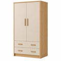Armoire de rangement 100 x 52 x 200 cm effet chêne et crème avec 2 portes et 2 tiroirs