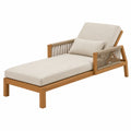 Méridienne de jardin 195 x 75 x 82 cm en bois et corde beige style contemporain