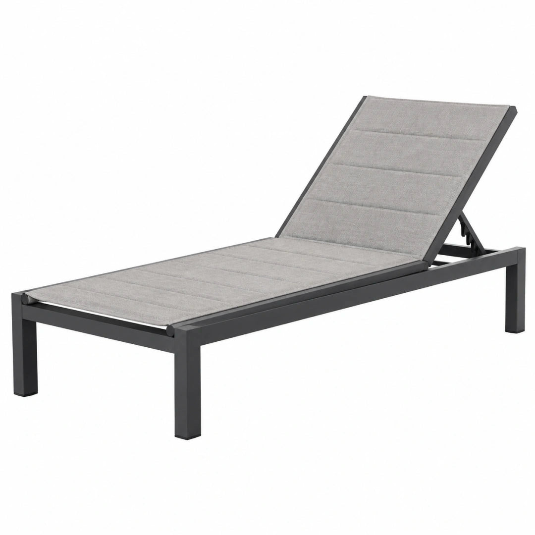 Bain de soleil 195 x 65 cm aluminium gris dossier réglable extérieur