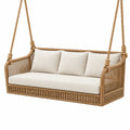 Balancelle suspendue 150 x 70 x 65 cm en rotin beige pour extérieur