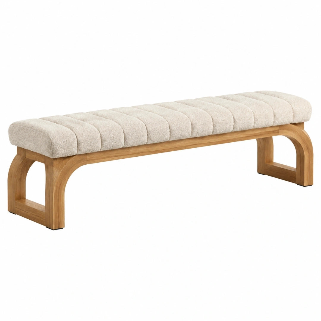 Banc 180 x 45 x 48 cm en bois beige rembourré style contemporain