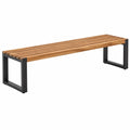 Banc de jardin 180 x 40 x 45 cm en bois marron et métal noir style industriel