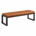 Banc 120 x 40 x 45 cm marron en similicuir et métal style industriel