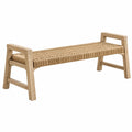 Banc 120 x 40 x 55 cm en bois naturel et corde tressée style rustique