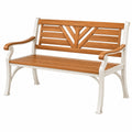 Banc de jardin 120 x 60 x 88 cm en bois et métal marron et blanc style classique