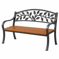 Banc de jardin 120 x 60 x 88 cm en métal et bois noir marron style végétal
